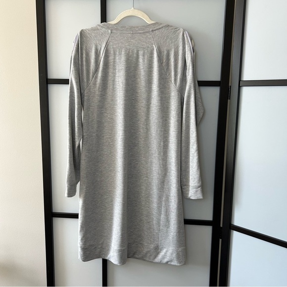 [S] Kyodan Women’s Cozy Fall Light Grey Rip Snap Button Long Sleeve Midi Dress - Picture 6 of 11
